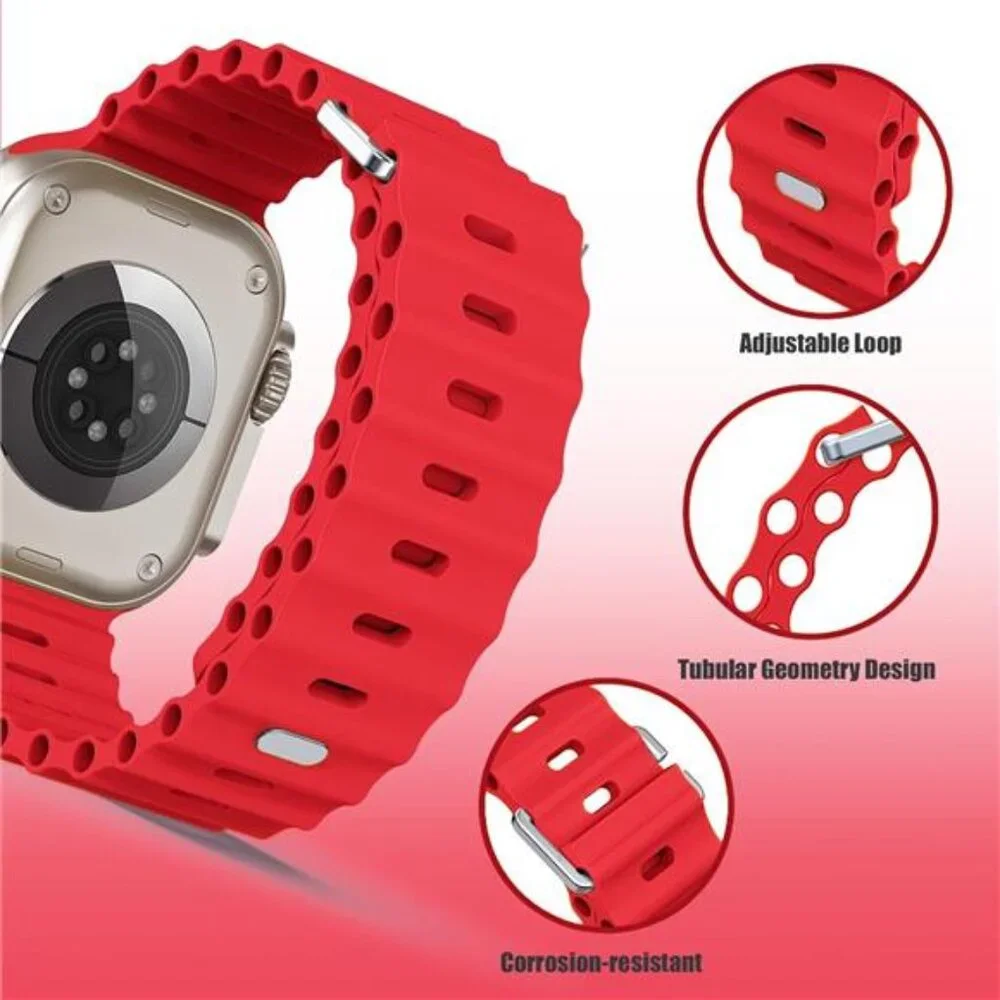 Sport Soft Silicone Compatible with Apple Watch Ocean Band Wristband Ultra 9 8 7